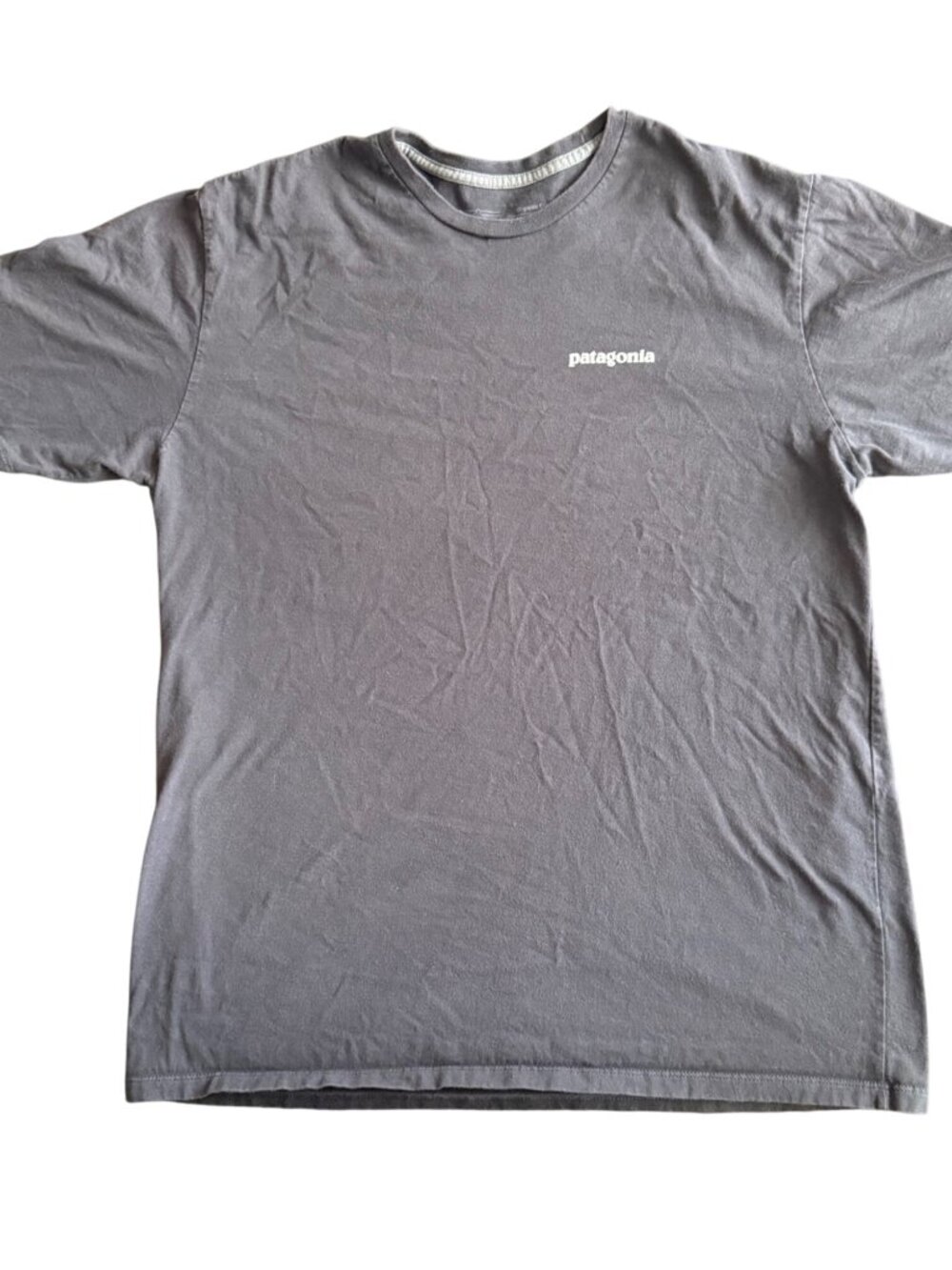 Vintage Patagonia Organic Cotton Gray T-Shirt Save Our Home Planet Logo Size M